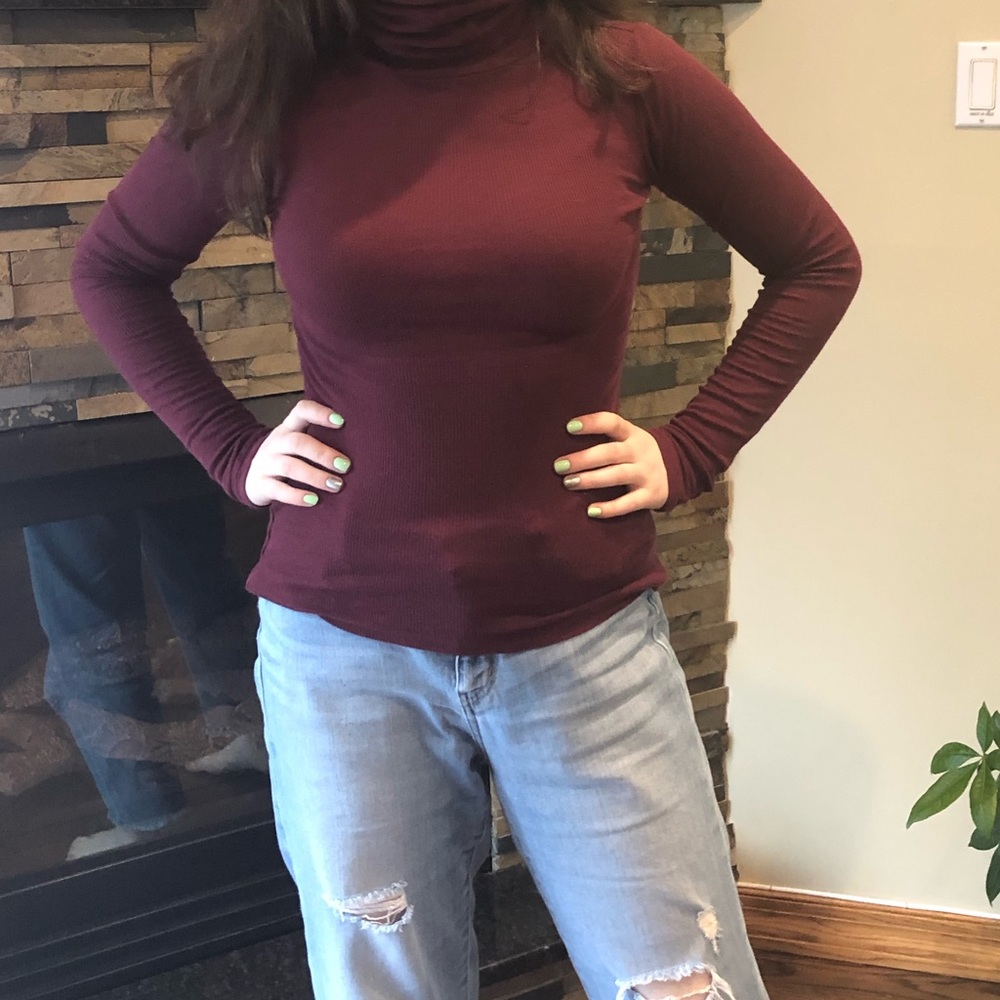 Maroon Poof! Turtle neck sweater